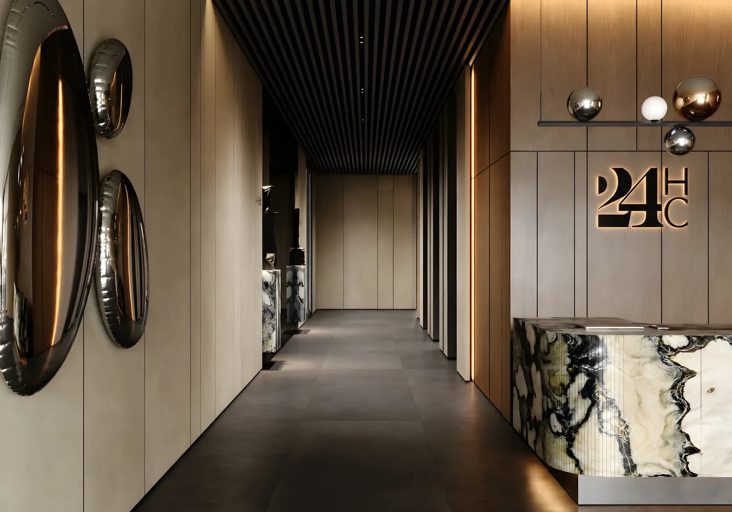 The arrival corridor at 24 HC