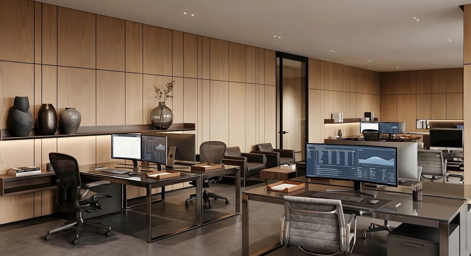 Illustrative open-plan office fit-out at 24 HC